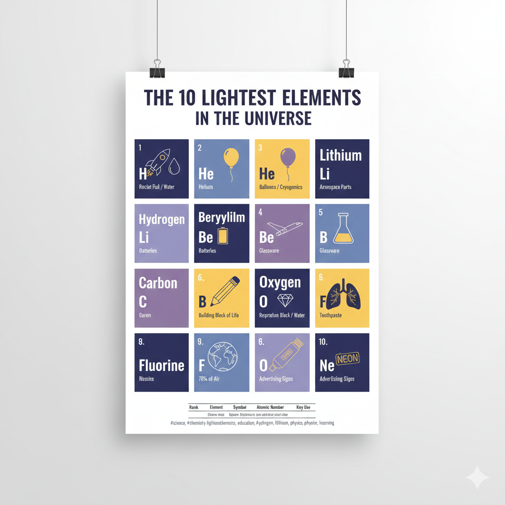 બ્રહ્માંડના સૌથી હળવા ૧૦ તત્વો