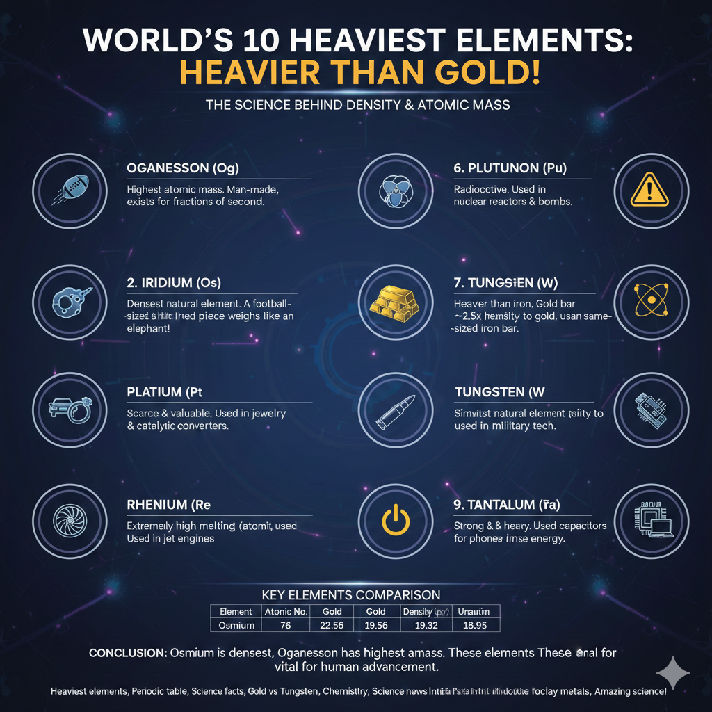 દુનિયાના 10 સૌથી ભારે તત્વો