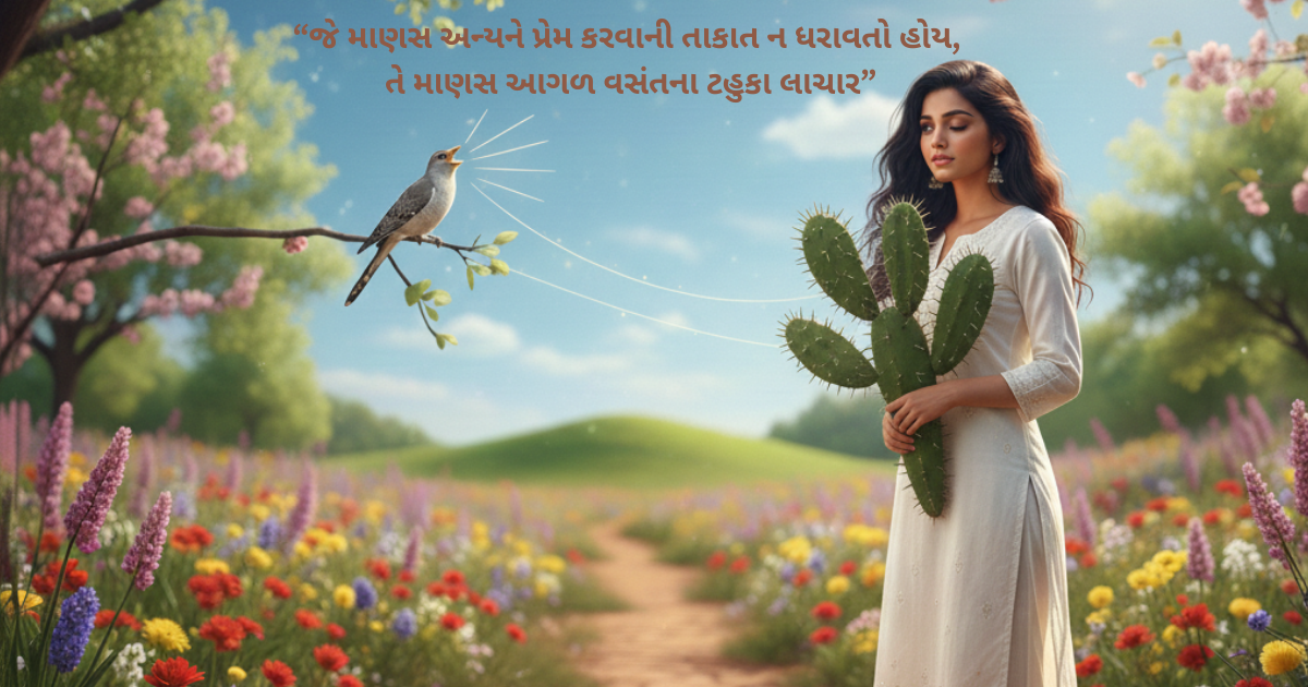 અન્યને પ્રેમ કરવાની તાકાત ન ધરાવતો હોય, તે માણસ આગળ વસંતના ટહુકા લાચાર